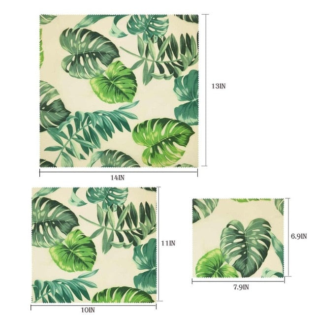 Visual Touch Palm Reusable Beeswax Cloth Wrap Food Fresh Bag Lid Cover Stretch Lid Jungle Party Bees wax wrap