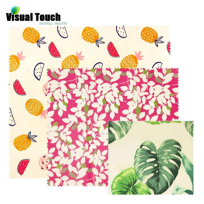 Visual Touch Palm Reusable Beeswax Cloth Wrap Food Fresh Bag Lid Cover Stretch Lid Jungle Party Bees wax wrap