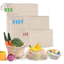 Load image into Gallery viewer, Reusable Cotton Mesh Produce Bag for Vegetable Fruit kitchen Washable Storage Bag torba z bawełnianej siatki torba na warzywa