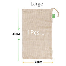 Load image into Gallery viewer, Reusable Cotton Mesh Produce Bag for Vegetable Fruit kitchen Washable Storage Bag torba z bawełnianej siatki torba na warzywa