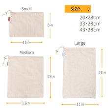 Load image into Gallery viewer, Reusable Cotton Mesh Produce Bag for Vegetable Fruit kitchen Washable Storage Bag torba z bawełnianej siatki torba na warzywa