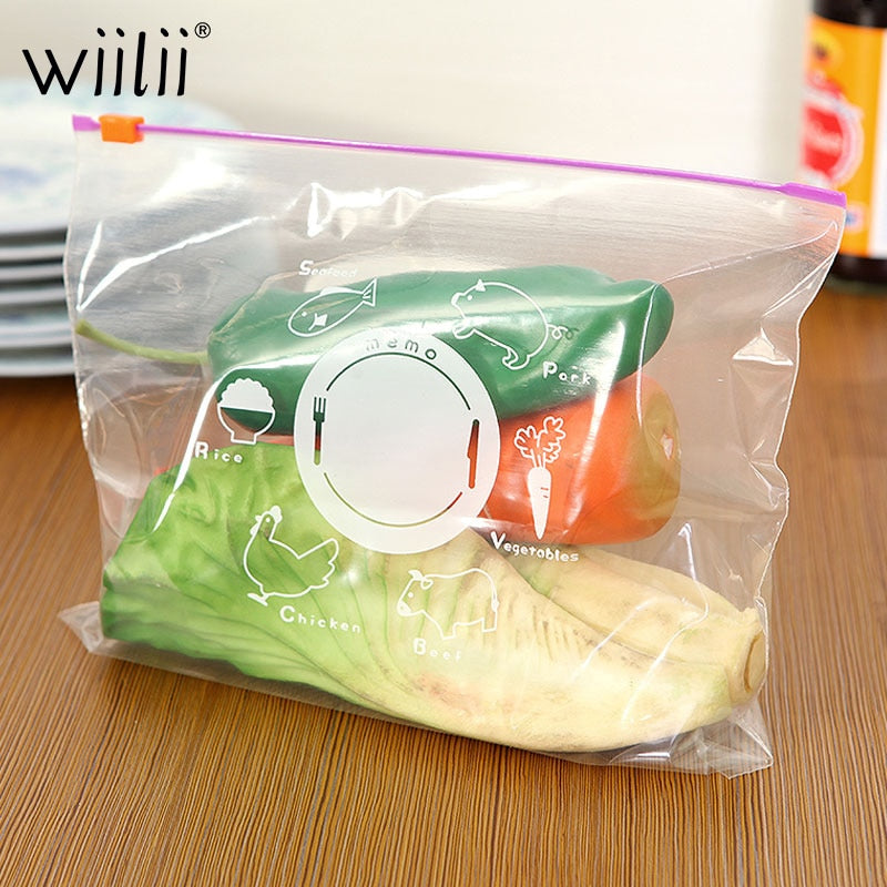 PVC Fresh Keeping Bag For Vegetable Fruit Storage Freezing Preservation Zipper Sealed Bags Kitchen Food Organization Tools