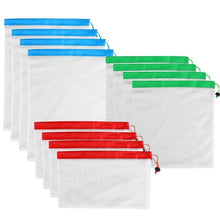 Load image into Gallery viewer, 15pcs 12pcs Reusable Produce Bags Washable Mesh Bags for Grocery Shopping Fruit Vegetable Toys Sundries Organizer Storage Bags